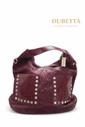 Dubetta Burgundy Studded Leather Tote Bag