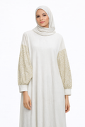 White Cotton Isdal with Lace Sleeves