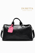 Dubetta Black Weekender Bag – Embossed Pattern with Shoulder Strap