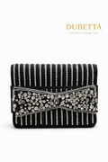 Dubetta Crystal Bow Evening Clutch – Black