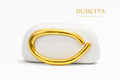 Dubetta Ivory Evening Clutch with Gold Statement Handle