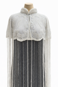 White Beaded Cape with Fringe Detail