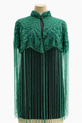 Emerald Beaded Cape with Fringe Detail