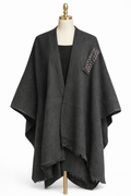 Charcoal Grey Winter Cape with Stud Detail