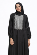 Black Cotton Isdal with Embroidered Chest Panel